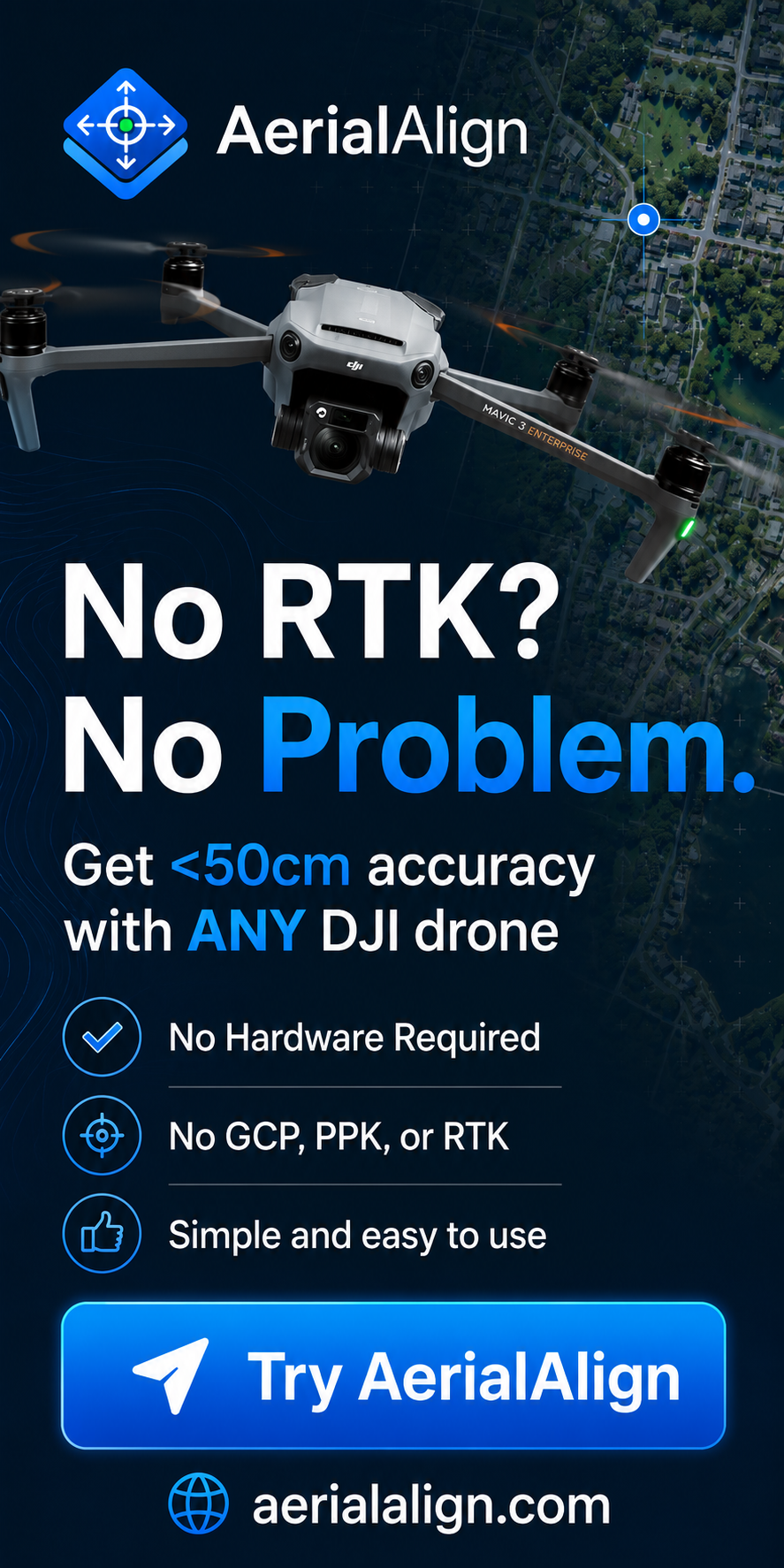 Use AerialAlign to get <50cm accuracy on any DJI drone
